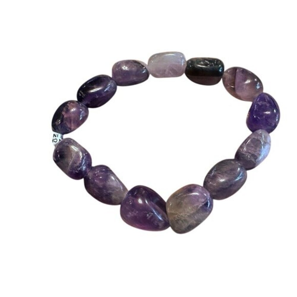 Free People Ariana Ost Real Polished Amethyst Beaded Bracelet